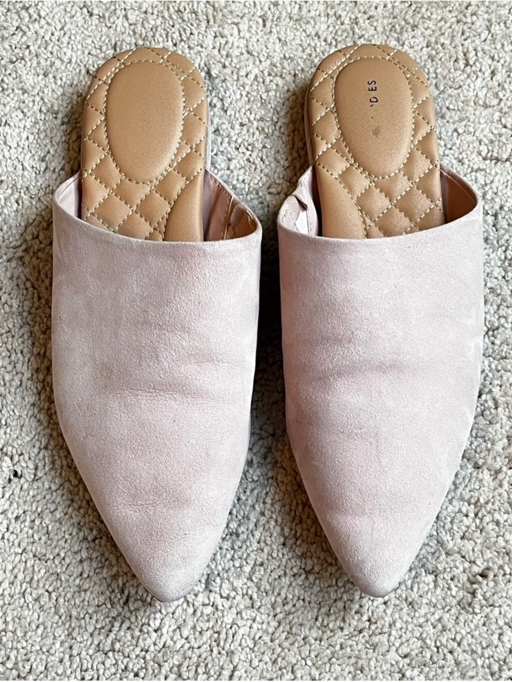 Birdies The Lark Mules Size 10 Slip on Soft Pink Suede Point Toe Preppy Classic